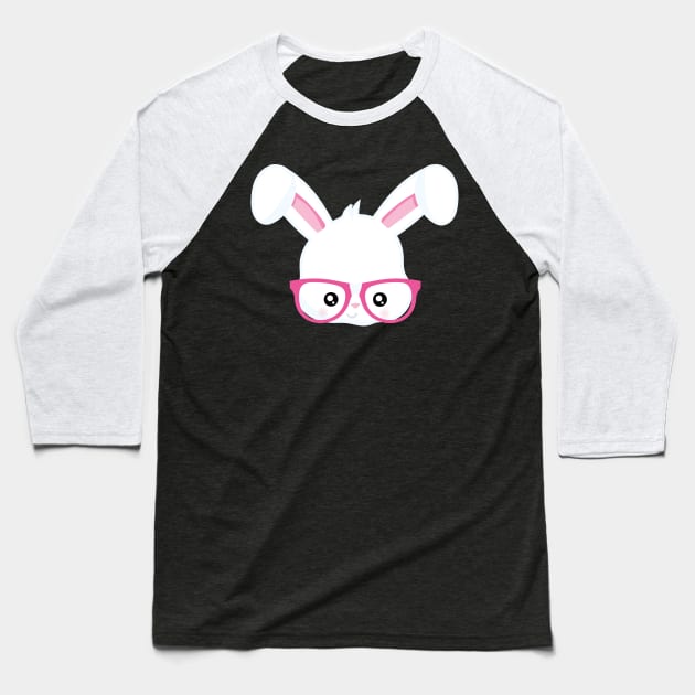 Funny Girls Easter Bunny Face Rabbit Glasses Baseball T-Shirt by trendingoriginals